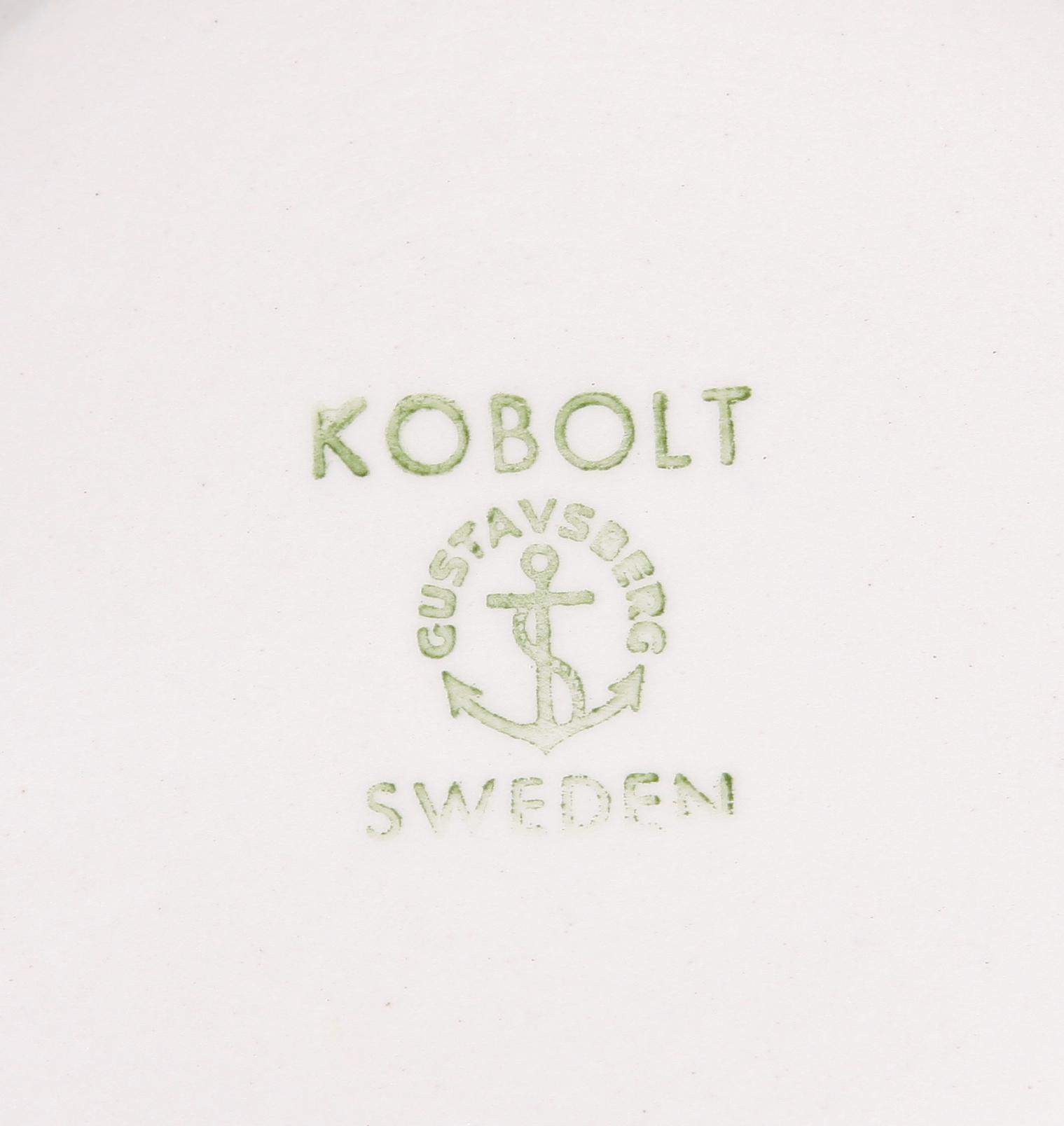 TESERVISDELAR, 9 st, flintgods, "Kobolt", Karin Björkuist, Gustavsberg.