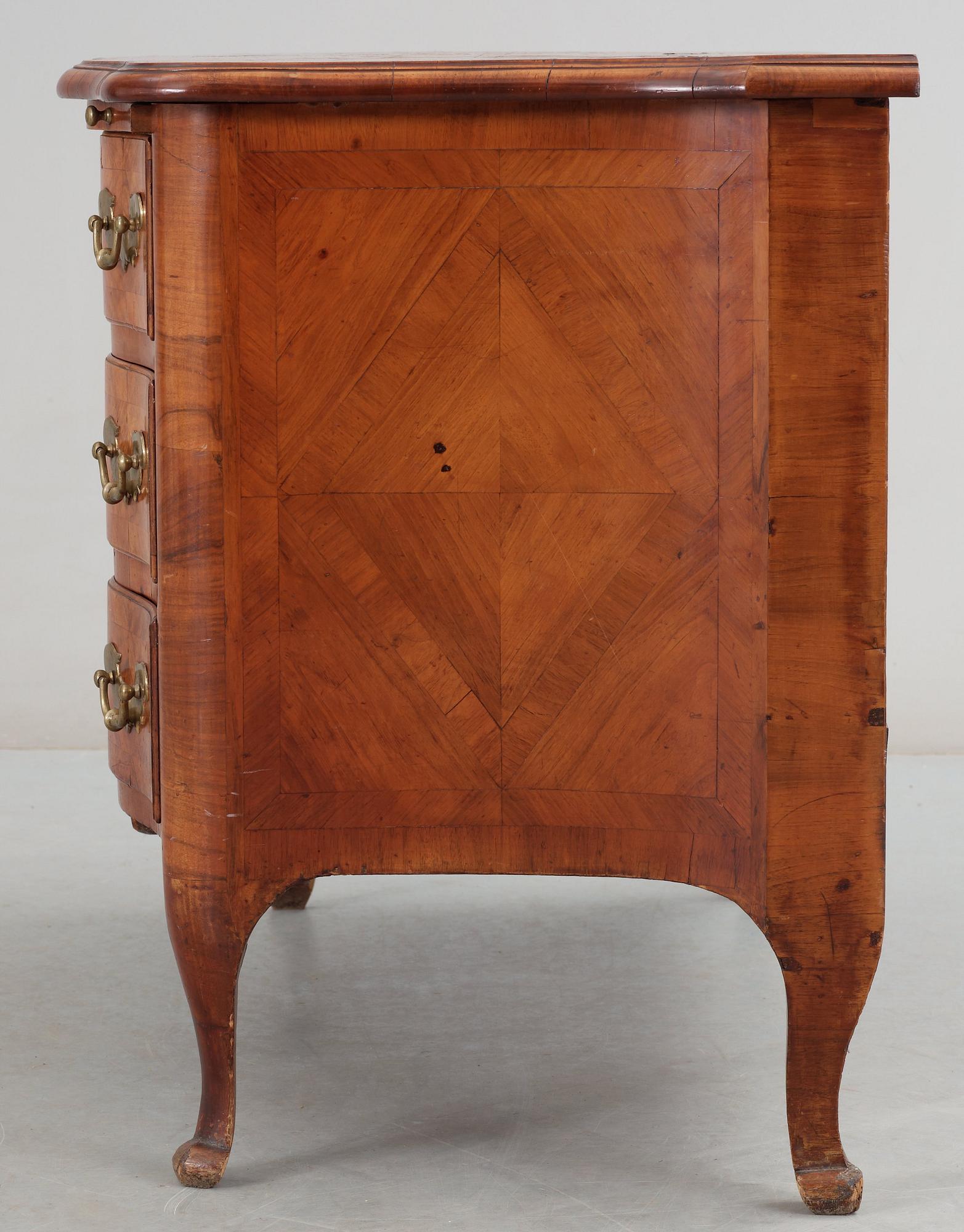 A Swedish late Baroque 18th Century commode, by J H Fürloh.