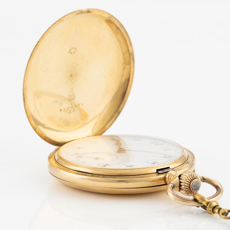 Pocket watch, hunter, 18K gold, 51.5 mm.