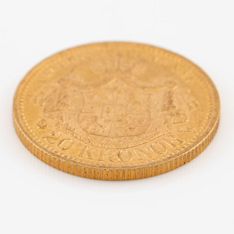 Oscar II, gold coin, 20 kr, 1878.