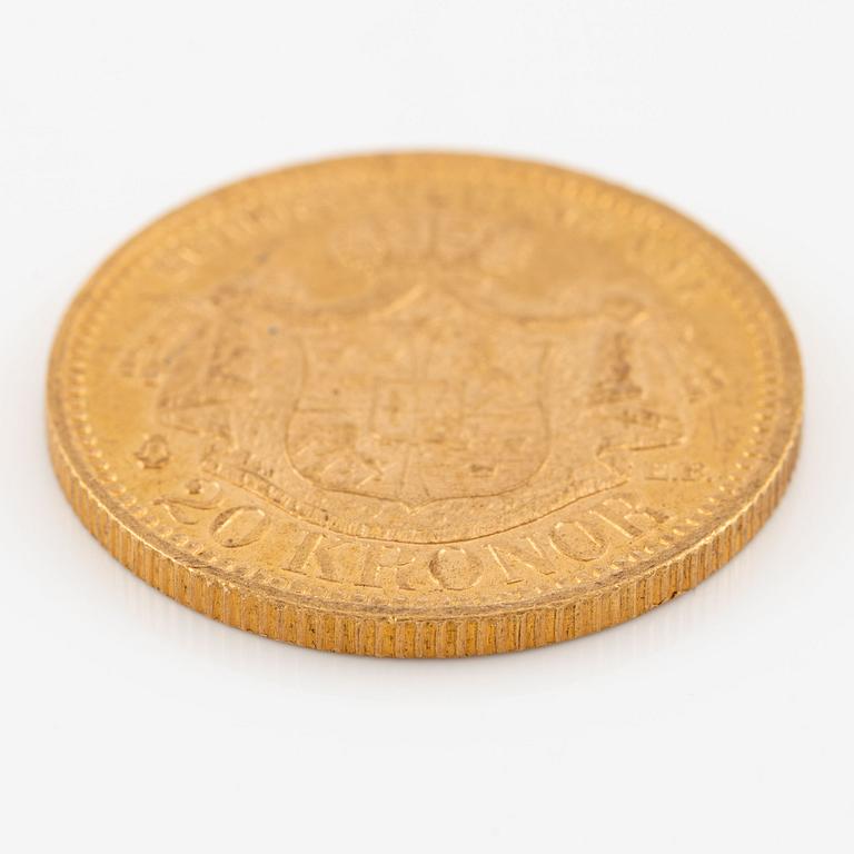 Oscar II, gold coin, 20 kr, 1878.