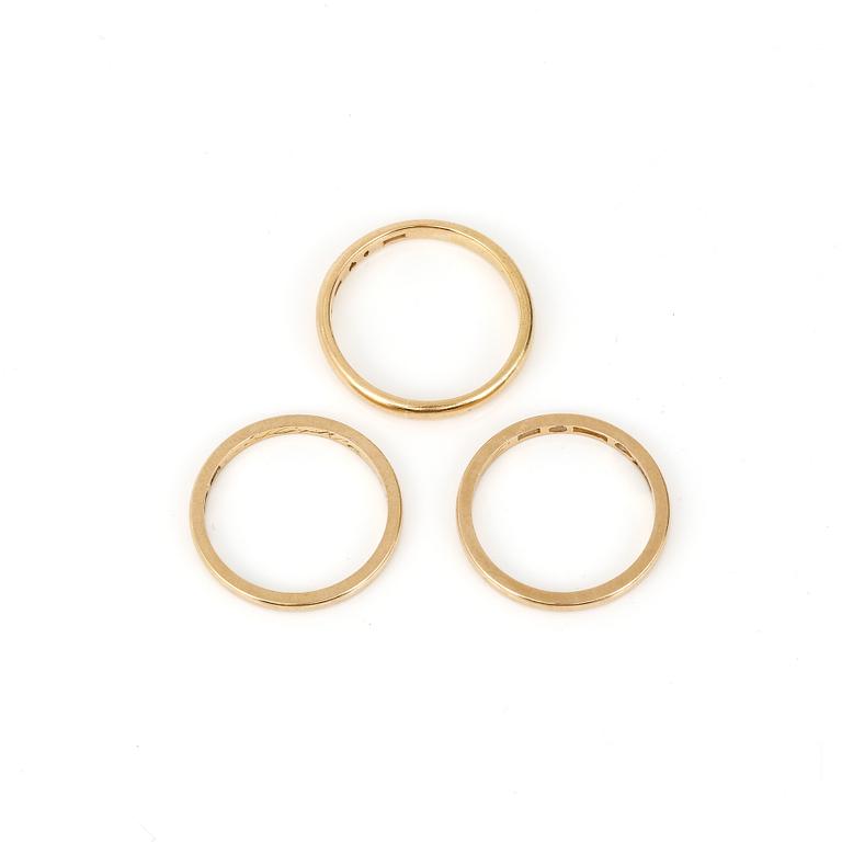 VIGSELRINGAR, 3st, 20K guld, bland annat 1935. Vikt ca 10g.