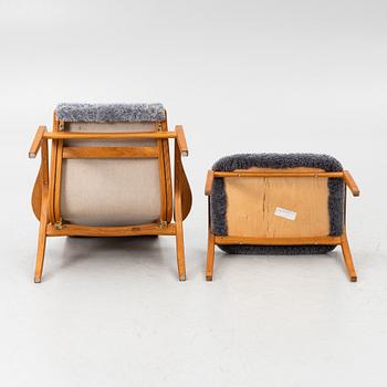 Yngve Ekström, a 'Lamino' armchair with footstool, Swedese, 2004.