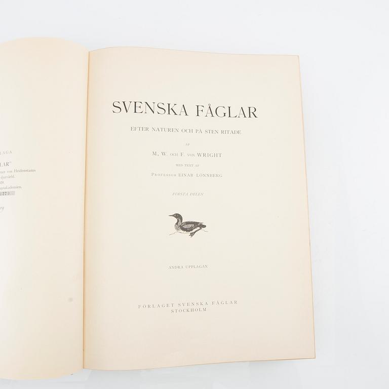 Bröderna von Wright, bokverk, 3 band, "Svenska fåglar", A. Börtzells tryckeri AB, Stockholm, 1924-1929.