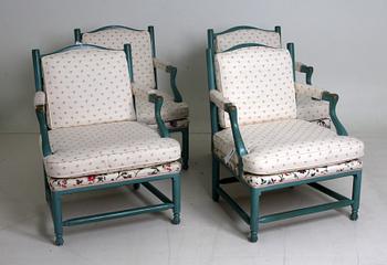 FÅTÖLJER, 4 st, s k Gripsholmsfåtöljer, 1900-tal.