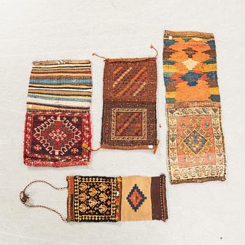 Väskor Korhjin 4 st Kurdistan/Quchan, Kashgai, Shiraz/Darb, Lori semaintika/antika.