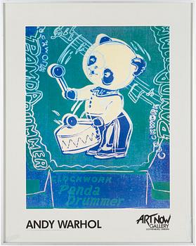 AFFISCHER, 3 st, efter Andy Warhol, "Clockwork Panda Drummer", "Birth of Venus" "Self-portrait".