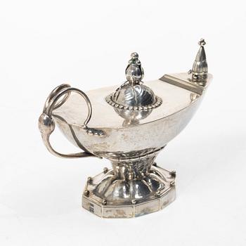 Jeweller Oscar Sjögren Ab, burner/oil lamp, silver, Gothenburg 1924.