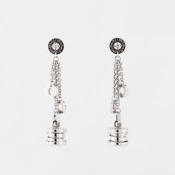 BULGARI, A pair of "B.zero 1" brilliant-cut diamond earrings.