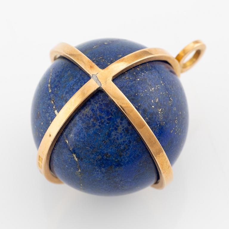 Pendant, Lantz, 18K gold with globe lapis lazuli and brilliant-cut diamond.