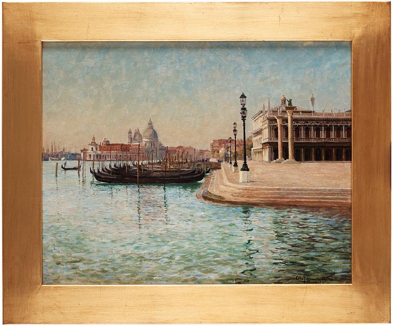 Olof Krumlinde, Gondolas by Piazza San Marco, scene from Venice.