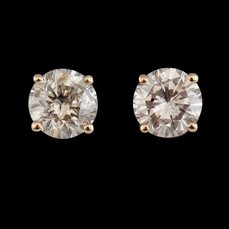 ÖRHÄNGEN, 1 par, 14K guld, briljantslipade diamanter tot ca 0.40 ct.