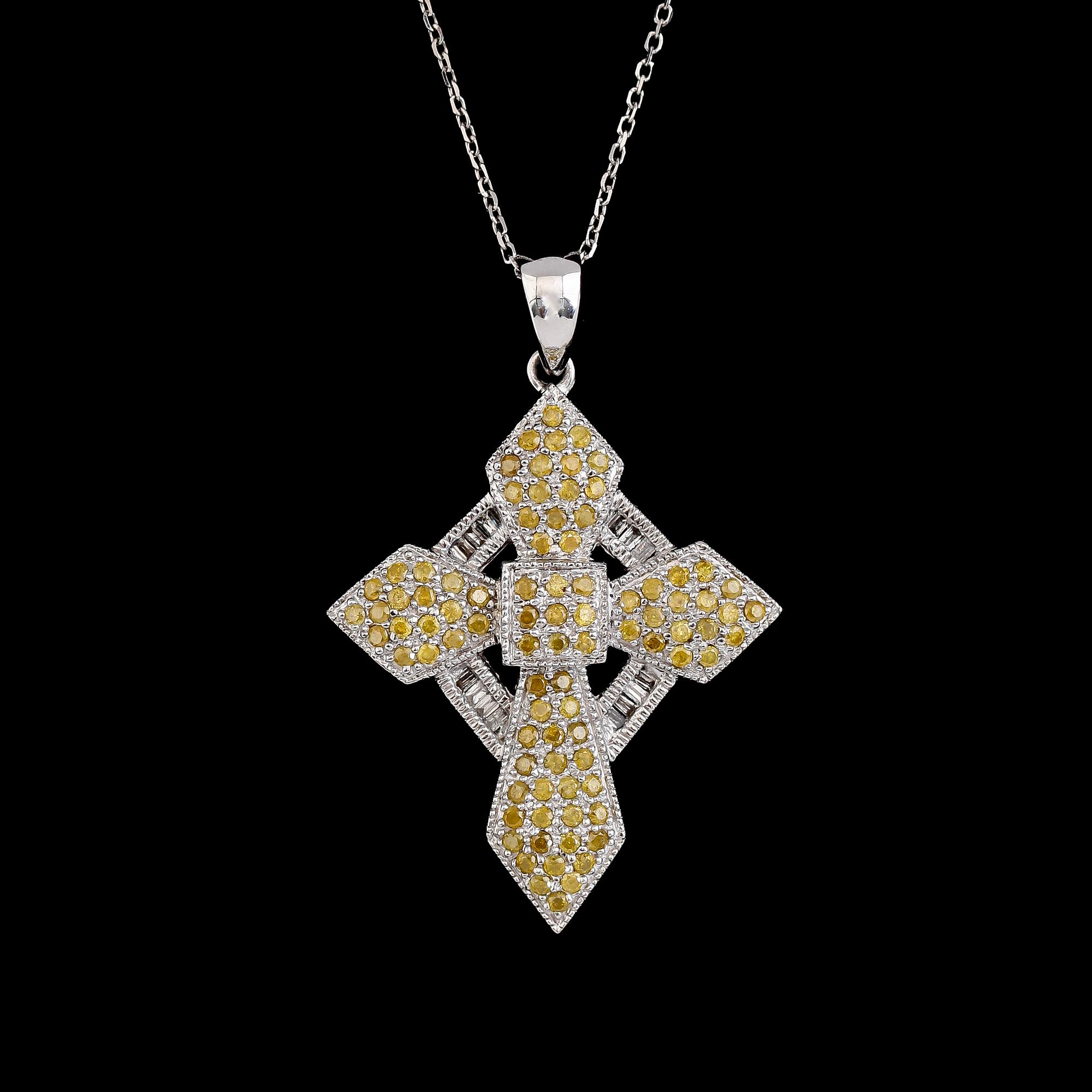 HÄNGE, 14K vitguld och diamanter. Vita och fancy yellow färgade diamanter. Total vikt ca 5,6 g.