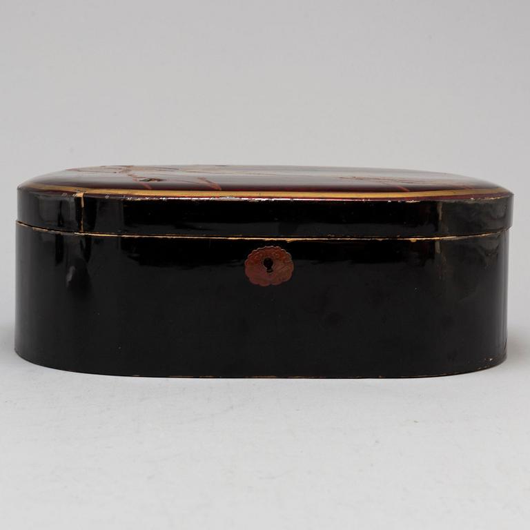 A Japanese tray and lidded box, lacquer, Meiji (1868-1912).