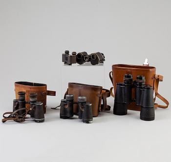 five Binoculars Carl Zeiss and C.P. Goerz, 20th century.