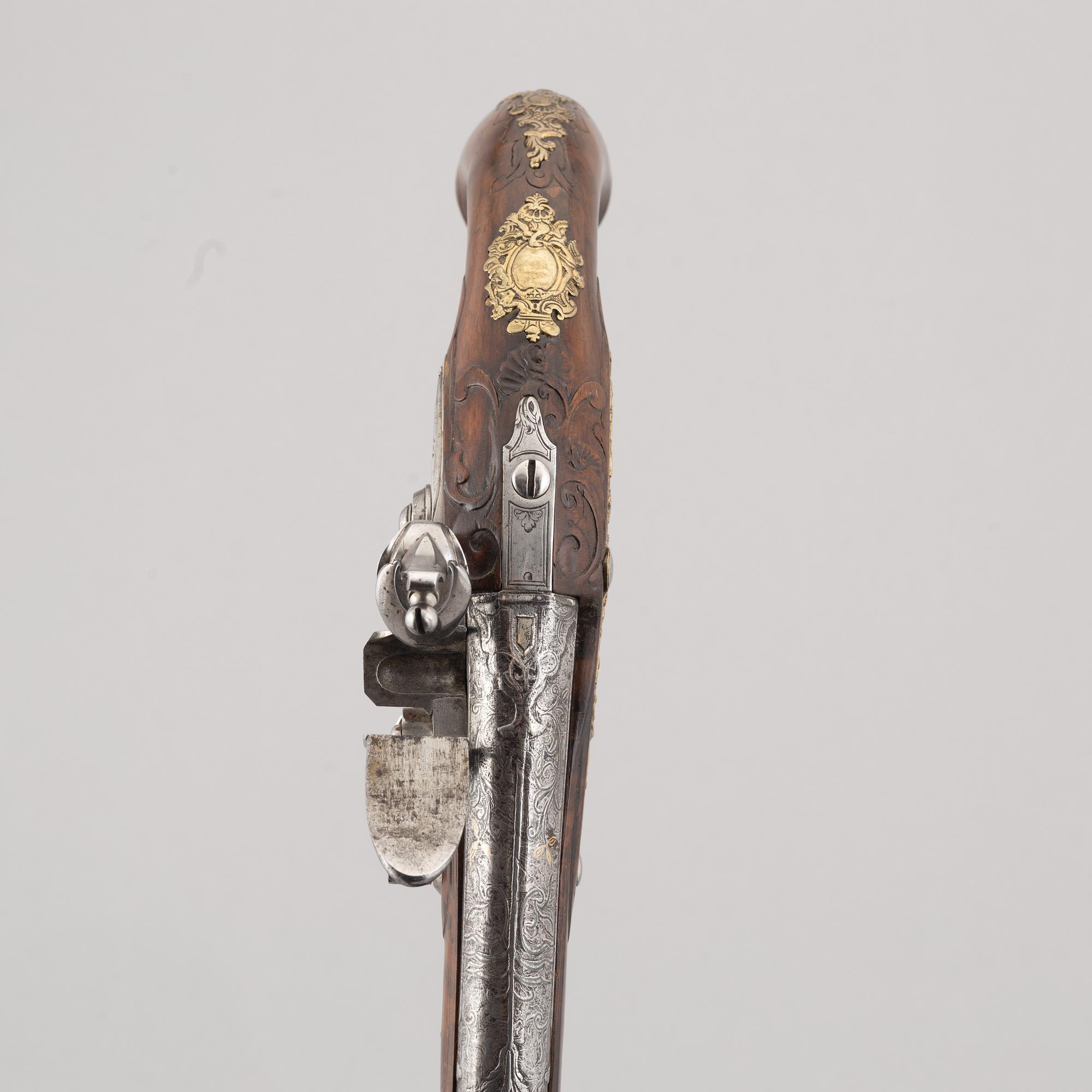 Flintlock pistols, a pair, Leopold Becher Karlsbad, (1725-50).