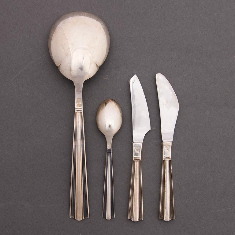 A 21-piece set of 1960s 'Margit' Finnish silver (916) flatware by Hopeakeskus Oy, Helsinki.