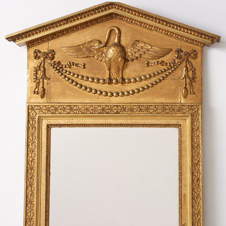 A late Gustavian giltwood mirror, Stockolm circa 1800.