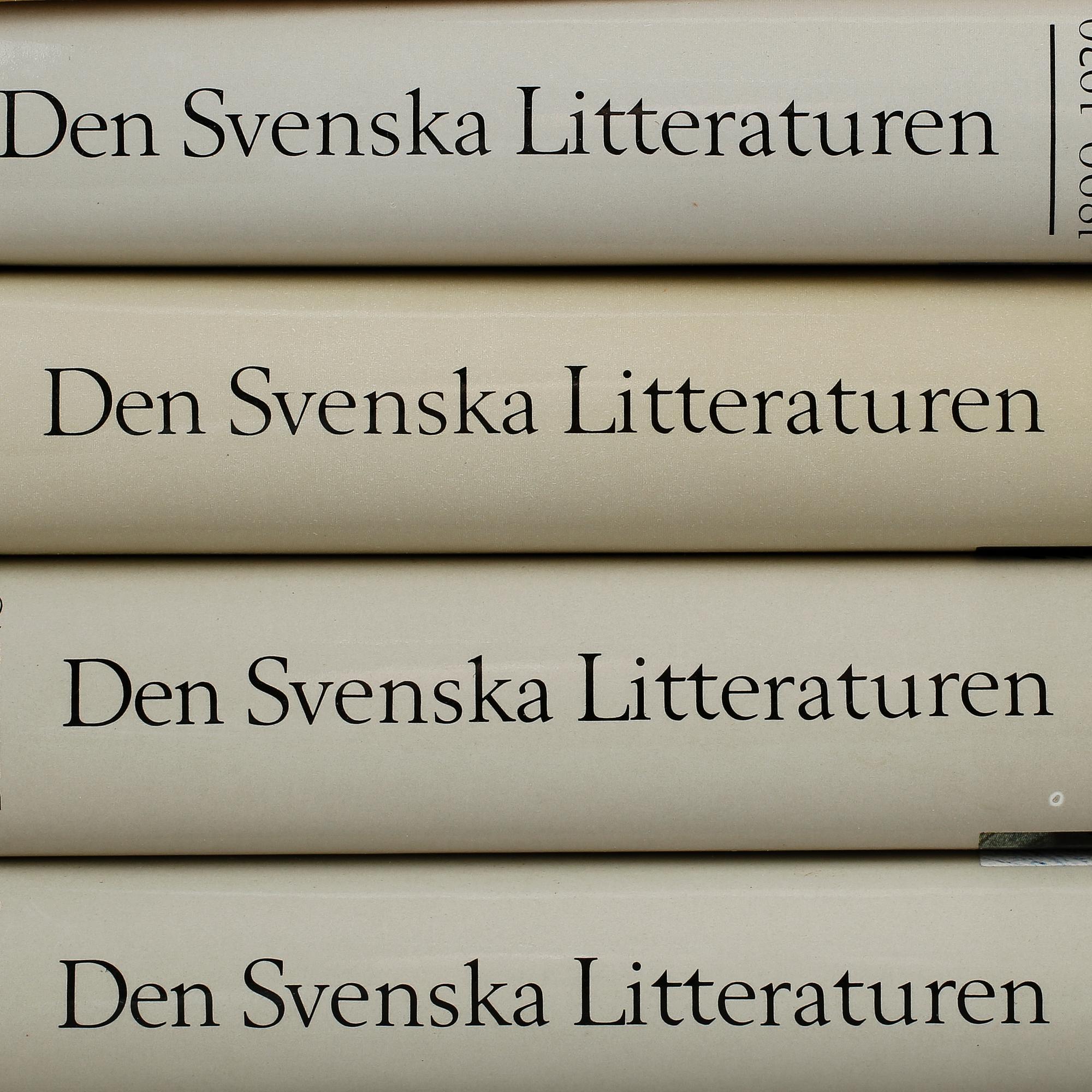 BOKPARTI OM SVENSL LITTERATURHISTORIA, 13 vol, bla Den svenska litteraturen, I-IV, Lönnroth o Delblanc, 1987-89.