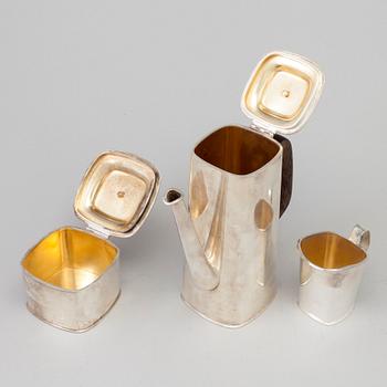 BARBRO LITTMARCK, kaffeservis, 3 delar, W.A. Bolin, silver, Stockholm, 1980.