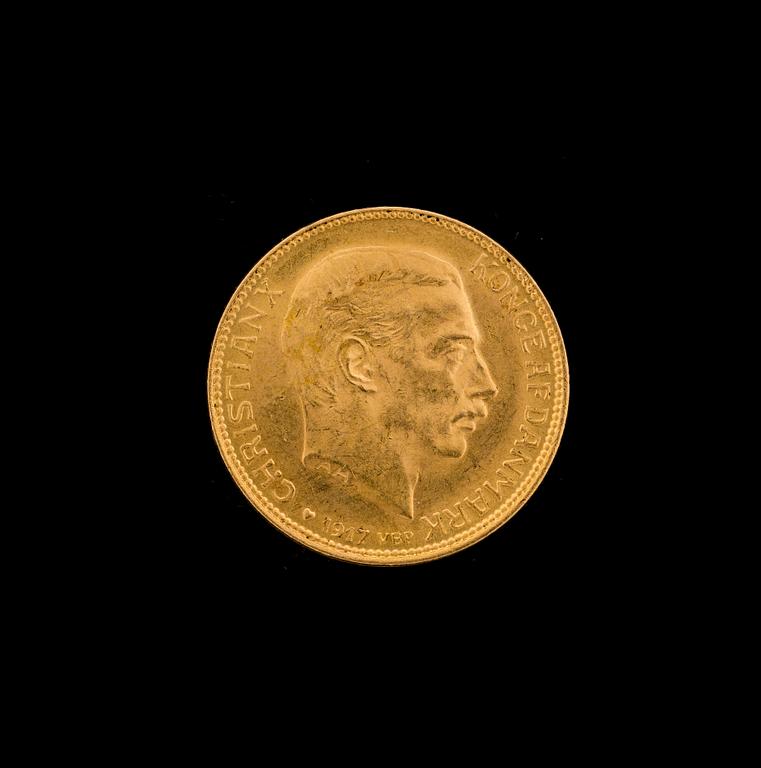 MYNT, guld, 20 kroner, Christian X, 1917.
