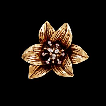 911. A W.A. Bolin diamond, ruby and enamel brooch, Stockholm 1944.