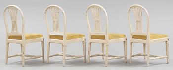 Four Gustavian late 18th century chairs.