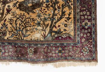 A pictoral silk Kashan 'Mohtasham' rug, c. 195 x 130 cm.