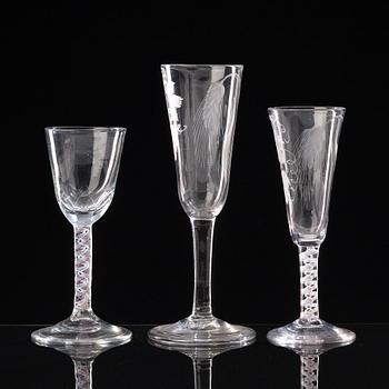 A group of six odd ale glasses, England, 18th Century.