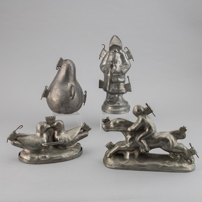 Choklad- eller dessertformar, 7 st, tenn, 1900-tal.