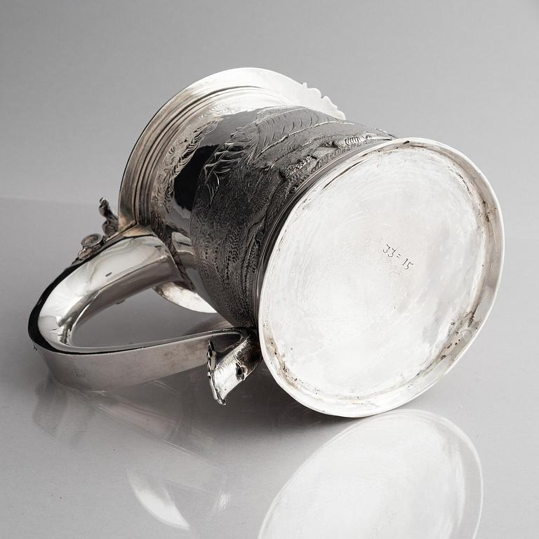 John Jackson, dryckeskanna, silver, London 1698-1699.