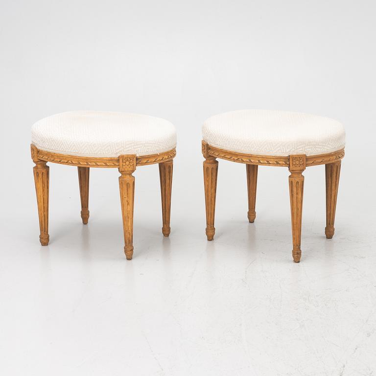 A pair of Louis XVI-style stools, late 19th century.