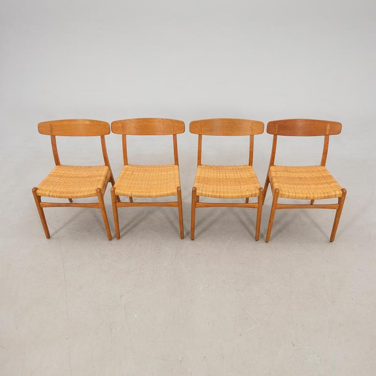 Hans J. Wegner, stolar, 4 st, "Spisestolen/ CH-23", Carl Hansen & Son, Odense, Danmark sent 1900-tal.