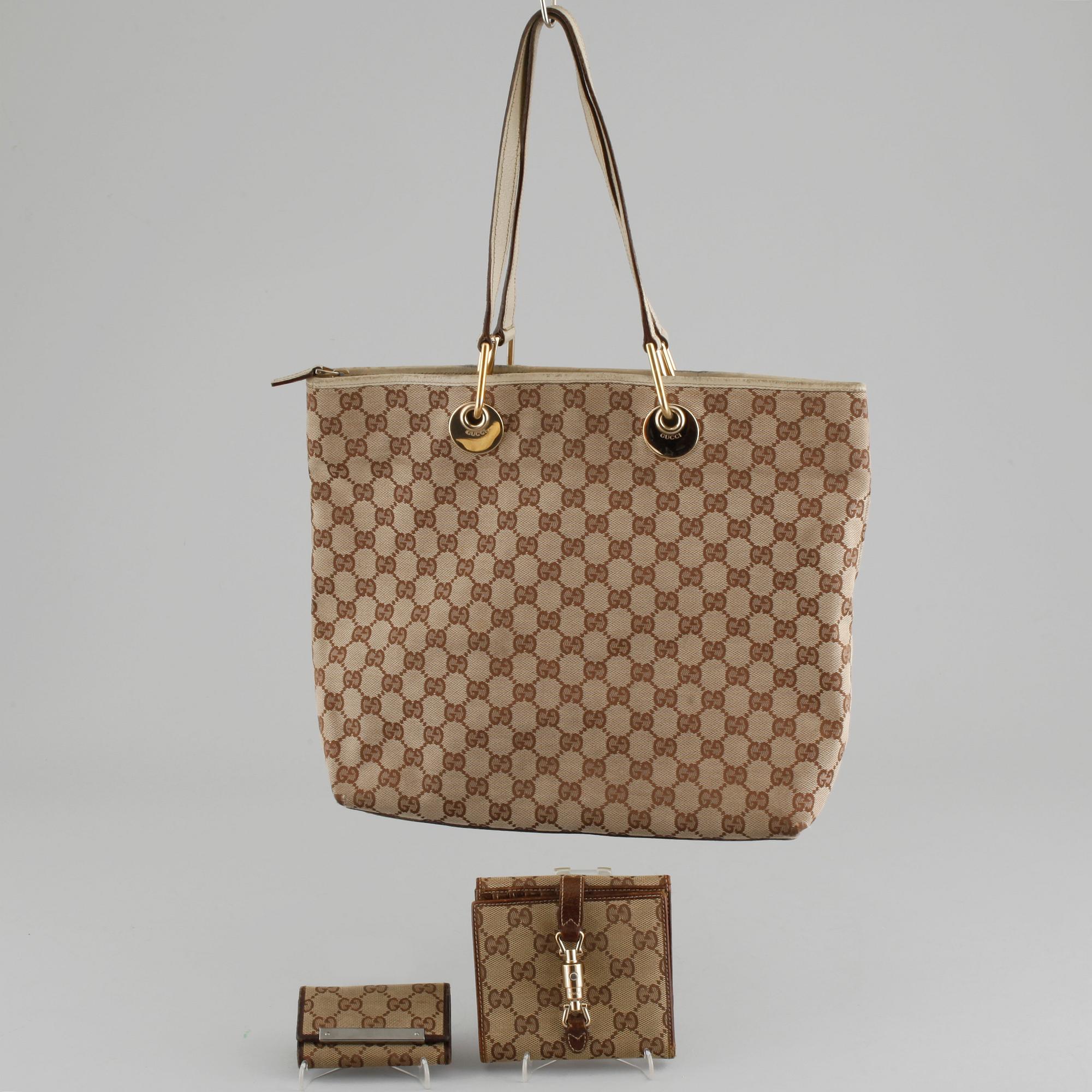 VÄSKA, PLÅNBOK samt NYCKELHÅLLARE, Gucci.