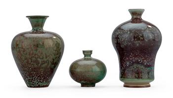 906. Three Berndt Friberg stoneware vases, Gustavsberg Studio 1969-70.