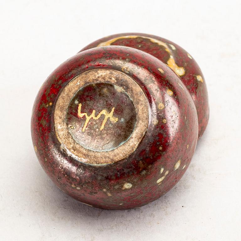An fyance jar with lid by Hans Hedberg, Biot, France.