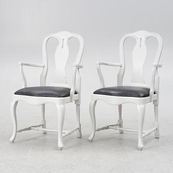 A pair of Rococo style armchairs, Åmells Möbler, 21st century.