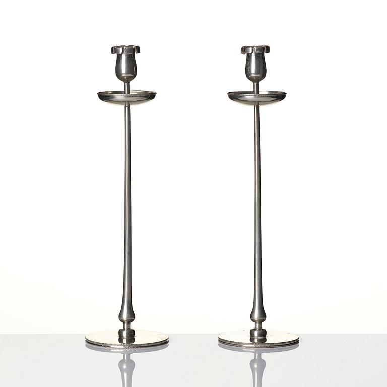 Josef Frank, a pair of pewter candlesticks, Firma Svenskt Tenn, Stockholm, 1956.