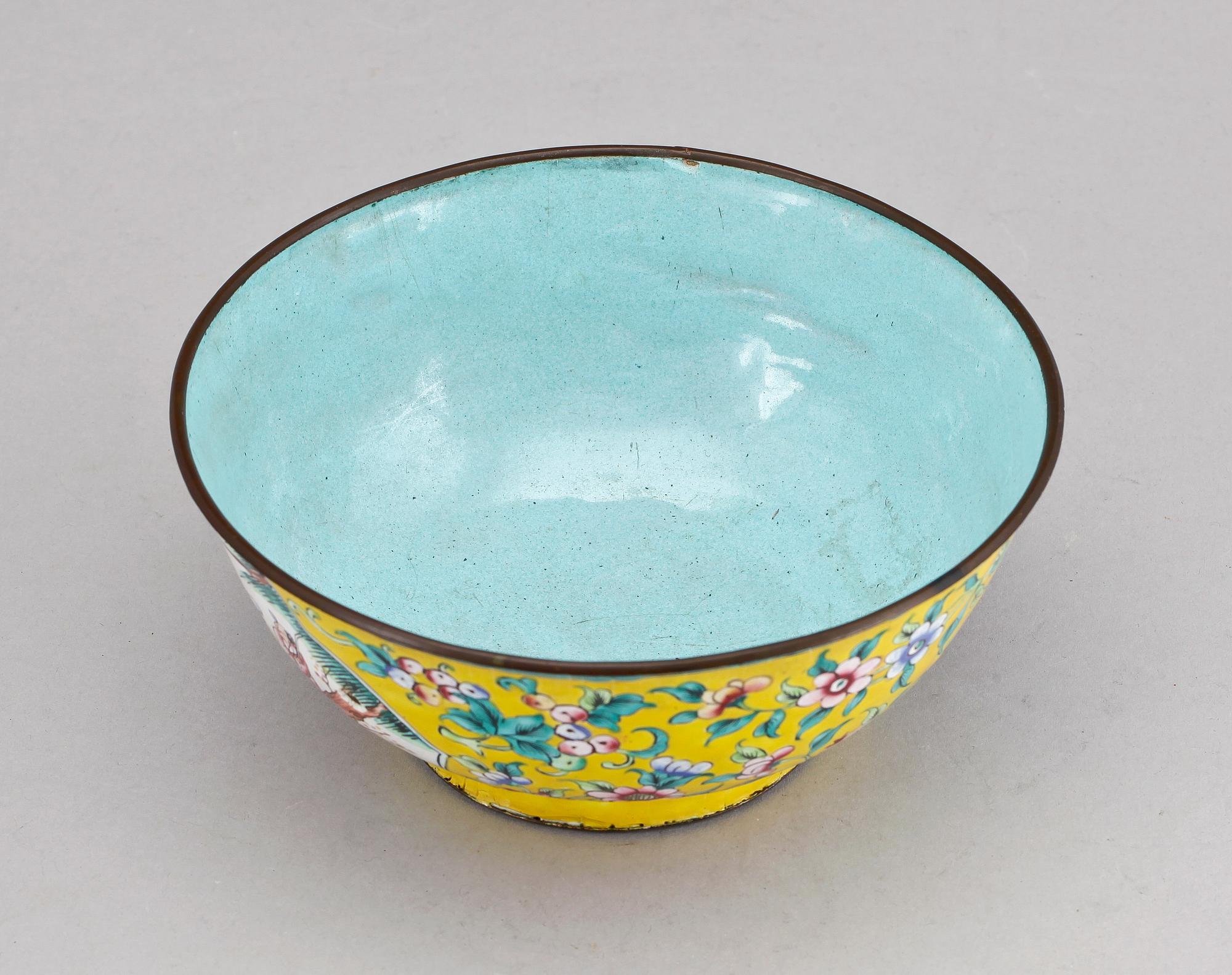 SKÅL, emalj, Kina, 1700/1800-tal.