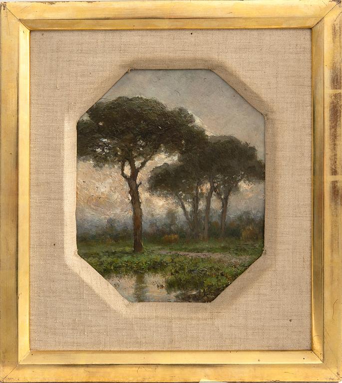 Unknown artist 19th/20th century, Trees by a watercourse.