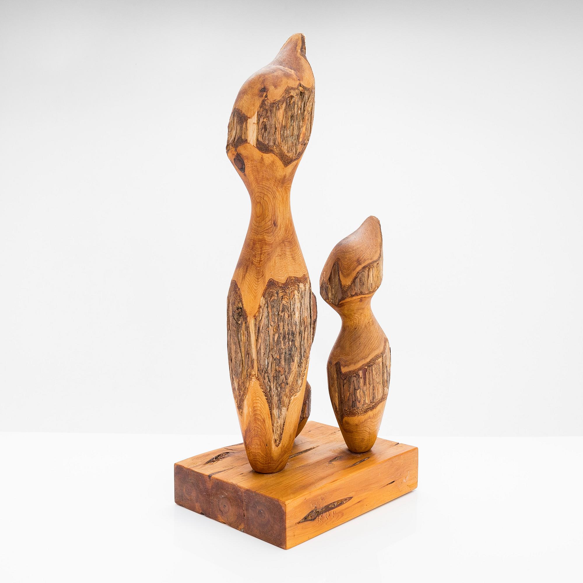 Sakari Pykälä, sculpture, wood, signed and dated 1969.