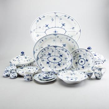 A set of 47 "Musselmalet" porcelain service peices from Royal Copenhagen, Denmark.