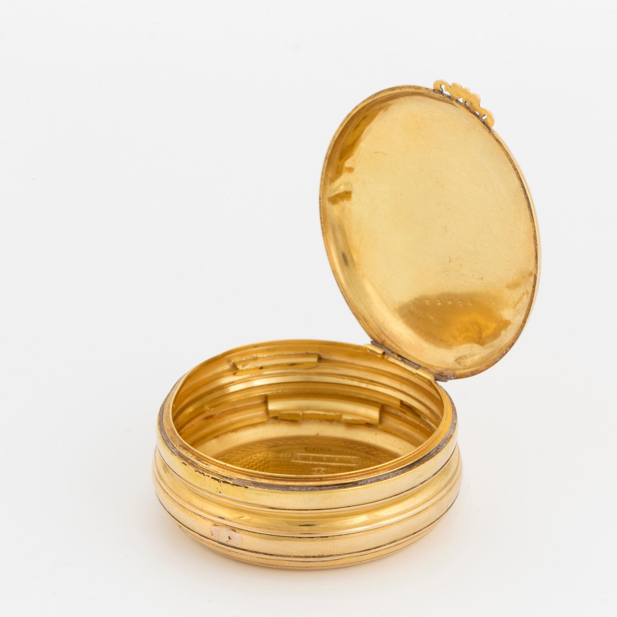 PILLERASK, 18 k guld, omkring år 1900.