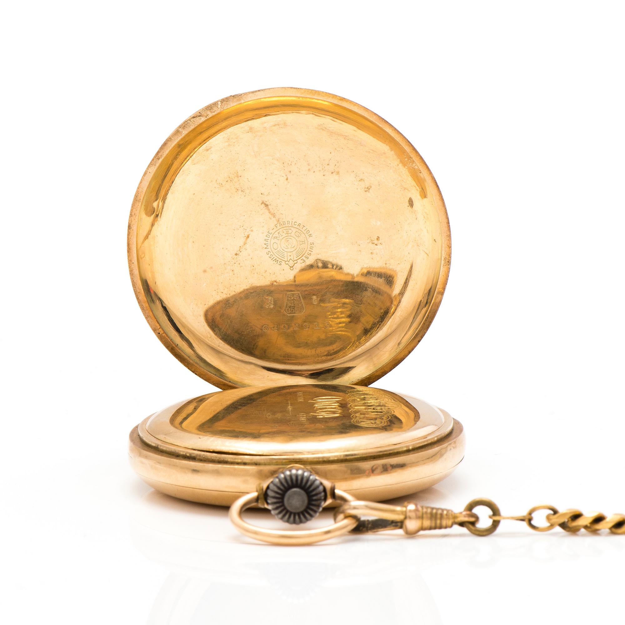 OMEGA pocket watch, 14K gold, 50 mm.