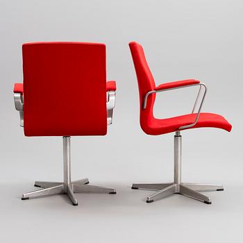 ARNE JACOBSEN, skrivbordsstolar, 4 st, "Oxford", Fritz Hansen Danmark 1986.