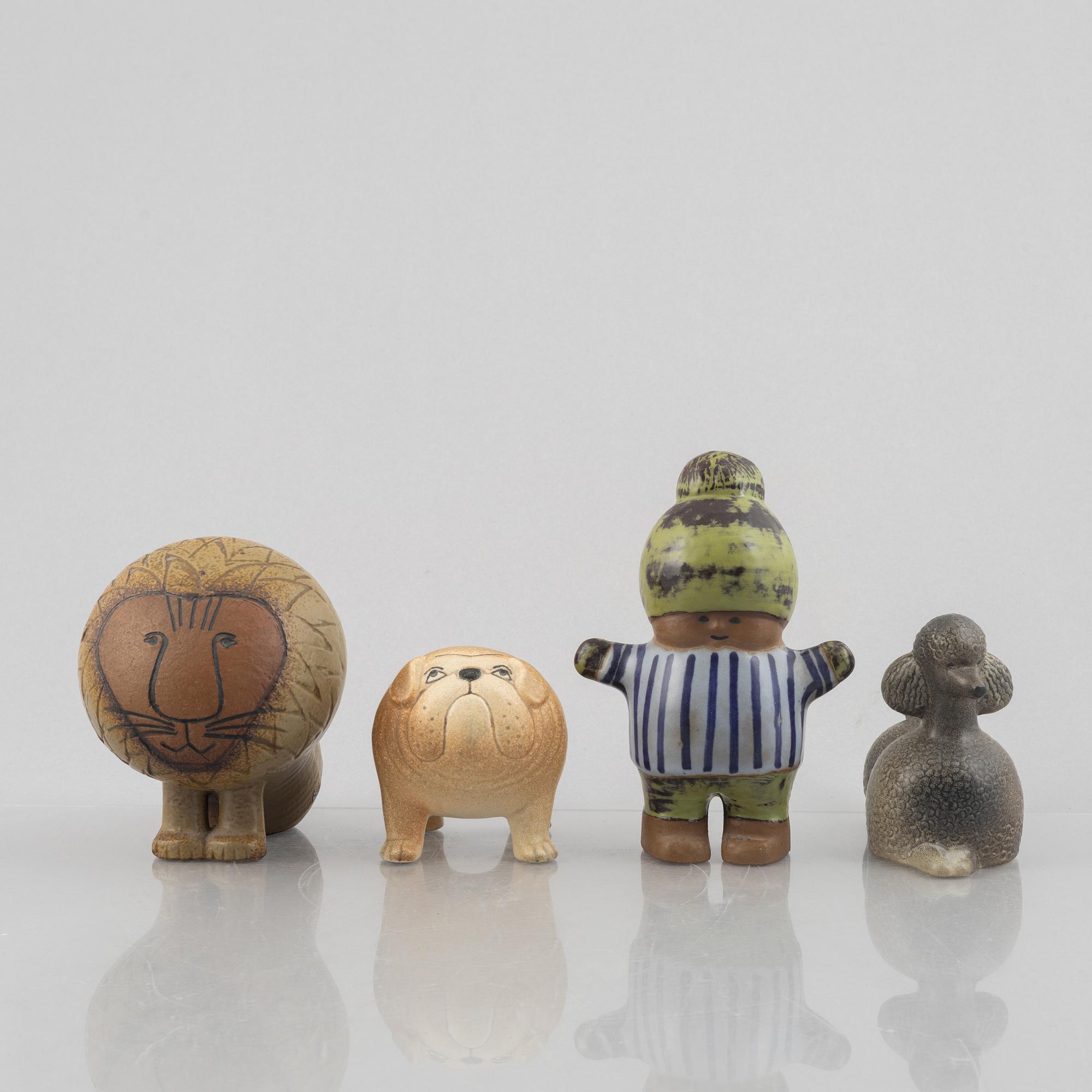 Lisa Larson, a set of four stoneware figurines, Gustavsberg and K-Studion.