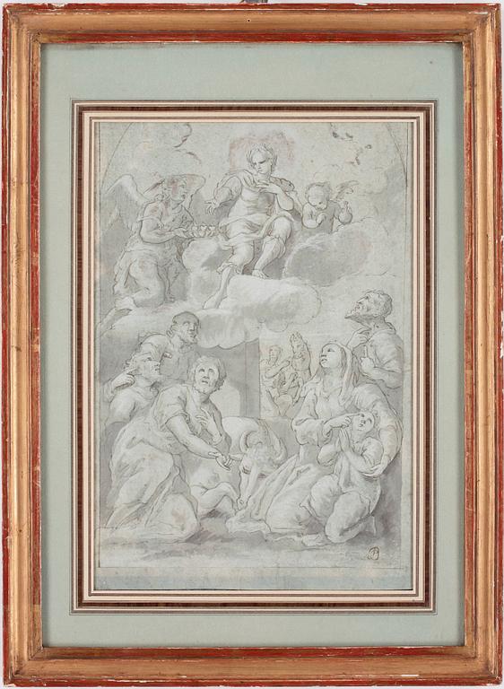 ITALIENSK SKOLA 1600/1700-TAL, Tuschlavering, sign PB.