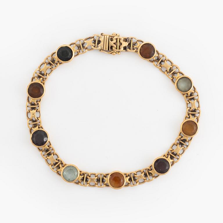 18K gold and coloured stones bracelet.