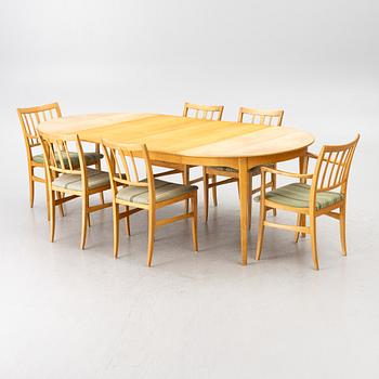 Carl Malmsten, Dining table and four plus two chairs, "Talavid", OH. Sjögren, Tranås.