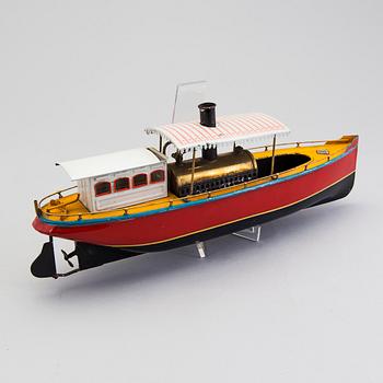 A tinplate Gebrüder Bing river steam boat, Germany, 1910s.